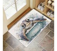 Turtle In The Bathtub Washable Door Mats Indoor, Abstract Animals Mat Absorbent Non-Slip Low Profile Doormat For Entrance, Inside, Kitchen, Front Back Door, Pets Dogs- 45 X 75 Cm, Mixed Colors