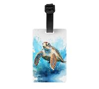 Turtle in The Blue Ocean Printed Luggage Tags Anti-Lost Luggage Labels Suitable for Suitcases Backpacks and Sports Bags