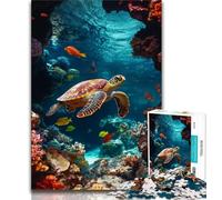 Turtle in The Ocean 1000 Piece Jigsaw Puzzles for Teenagers,Challenging Game Gifts for Is Ideal As A Gift for The Whole Family (38x26cm)
