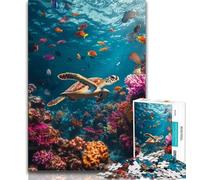 Turtle in The Ocean 1000 Piece Jigsaw Puzzles for Teenagers Gifts,Pattern Assembly Fun at Home Activities,Birthday Present,Travel Gifts (38x26cm)