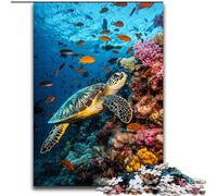 Turtle in The Ocean Jigsaw Puzzles for Adults 1000 Piece, for And 14 Years And over Brainteaser Family Games Christmas Birthday Gifts (26x38cm)