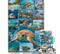 Turtle in The Ocean Jigsaw Puzzles for Adults,for Educational Game Challenge Toy for Is Ideal As A Gift for The Whole Family 38x26cm