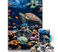 Turtle in The Ocean Puzzles for Teenagers Teens 1000pc Puzzle,Educational Games Home Decoration Deal As Gifts for The Whole Family (50x75cm)
