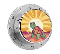 Turtle in The Sun Kitchen Timer - Mechanical Visual Timer, Stainless Steel Digital Timers with Magnetic Base Egg Timers for Hard Boiled Eggs 60-Minute Countdown Kitchen Clock for Cooking