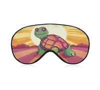 Turtle in The Sun Sleep Mask Light Blocking Eye Cover Polyester Eye Mask with Elastic Strap Blindfold for Side Sleeper Sleeping Masks Face Hugging for Women Men Travel