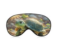 Turtle in The Sun Sleep Mask Light Blocking Eye Cover Polyester Eye Mask with Elastic Strap Blindfold for Side Sleeper Sleeping Masks Face Hugging for Women Men Travel