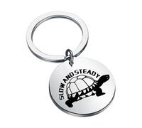 Turtle Inspired Gift Tortoise Lover Gift Motivational Animal Charm Slow and Steady Keychain (SLOW AND Keychain)