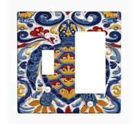 Turtle-Inspired Light Switch Cover Plates/Outlet Covers, Blue and Yellow Ocean Design for Home Decor, Thermoplastic Wall Plates, Standard Size Toggle Rocker