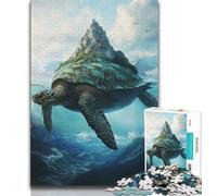 Turtle Island Landscape Jigsaw Puzzles for Adults Teenagers Jigsaws Puzzle,Help The Brain Exercise Addictive Toys to Cultivate Patience Parent-child Interaction (38x26cm)