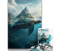 Turtle Island Landscape Puzzles for Adults Teens 1000 Pieces,Stress Reliever Staycation Kill Time with Matching Poster And Trivia Sheet (38x26cm)