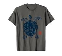 Turtle Japanese Kanji Stamp Sea Turtle Art for Ocean Lovers T-Shirt