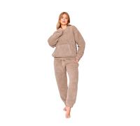 TURTLE Khakhi Borg Crew Neck with Jogger Set Women Nightwear/Lounge Wear (S = UK 8-10)