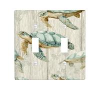 Turtle Light Switch Cover Plate/Outlet Covers, Aqua Green Sea Turtles for Coastal Decor, Thermoplastic Wall Plates, Standard Size Double Toggle