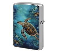 Turtle Lighter Case Metal Protective Cover with Double-Sided Art Design, Cool Lighters Pouch Shockproof Lighter Cover for Men Women Gifts, Lighters Not Included