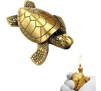Turtle LighterLighter, Butane Soft Flame Lighter, Cute mini Portable Lighter for Men, refillable Butane Lighter, for Boyfriend, Friends, Outdoor Camping, Gifts(Brass)