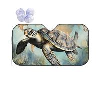 Turtle Map Car Windscreen Sun Shade Retro Sea Ocean Heat Reflective Sunshade Folding Foil Sun Visor Car Windshield Window Universal Fit for Sedans SUV Van S