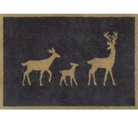 Turtle Mat Deer Family on dark ground - Highly absorbent Indoor barrier mat with Multi-Grip backing 60x85cm