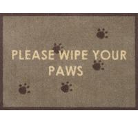 Turtle Mat Puce Brown border Please Wipe your Paws design, highly absorbent indoor barrier mat, size 60x85cm