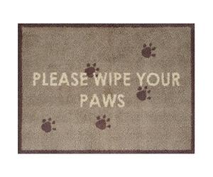 Turtle Mat Puce Brown border Please Wipe your Paws design, highly absorbent indoor barrier mat, size 60x85cm