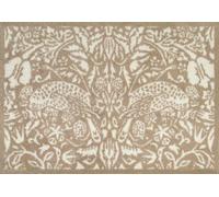 Turtle Mat Pure Strawberry Thief Neutral, Morris & Co Collection - Highly absorbent Indoor barrier mat with Multi-Grip backing 60x85cm