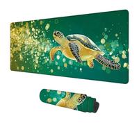 Turtle Mouse Mat Large 700x300 mm Gaming Mouse Pad Green Mousepad, Waterproof Desk Pad Keyboard Mat for Computer Accessories, Mousemat with Non-Slip Base Stitched Edges for Gifts for Men Office M-26