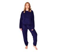 TURTLE Navy Borg Crew Neck with Jogger Set Women Nightwear/Lounge Wear (S = UK 8-10)