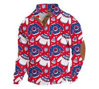 Turtle Neck Sweater Men UK Rugby Tops for Mens Funny Mock neck 1/4 Button Pullover Ugly Christmas Funny Festive Long Sleeve Patched Elbow Shoulder Soft Sweaters Cozy Pattern Novelty Custom Knit Jumper