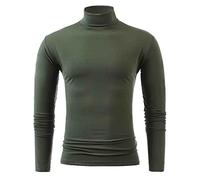 Turtle Neck Tops for Men UK Ribbed Knit Slim Fit Jumpers Long Sleeve Roll Neck Lightweight Pulllover Shirt Basic Turtleneck Sweater Mens Autumn Winter Solid Color Business Undershirt