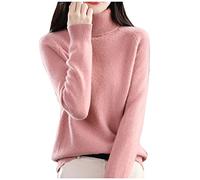 Turtle Neck Tops for Women Sweaters and Jumpers Uk, Ladies Long Sleeve Slim Fitted Plain Casual High Neck Sweater Solid Color Fluffy Jumpers Women Pullover Winter Turtle Neck Tops for Women