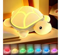 Turtle Night Light for Kids, 7 Color Changing & Touch Control, Rechargeable USB Silicone Squishy LED Lamp for Breastfeeding, Baby Toddler Sleep, Nursery Kids Bedside, Gift for Boys Girls