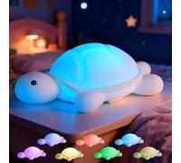 Turtle Night Light, Sea Turtle Gifts, Cute Soft Silicone Squishy LED Lamp with 7 RGB Colors , Dimmable, Timer, Touch Control, Kids' Bedroom Decor, Gift for Children, Breastfeeding Nursery Birthdays
