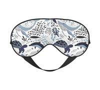 Turtle Octopus Pattern Ocean Theme Print Functionality Cozy Eye Mask Adjustable Strap Nap Night Travel Camping Yoga Relax