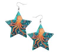 Turtle Octopus Pattern Ocean Theme Prints Leather star earrings Pendant Stylish and beautiful Lightweight Dangle for Women Girls