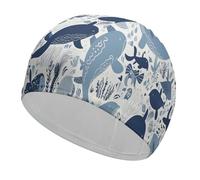 Turtle Octopus Pattern Ocean Theme Swim Caps for Men Women Comfortable High Elasticity Swimming Cap Personalized Swimming Hat Breathable Swim Hats Keeps Hair Clean Bathing Cap for Long Short Hair