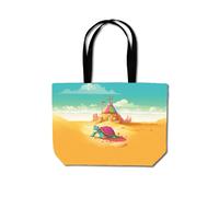 Turtle On A Beach Holiday Beach Shopper Tote Bag Warren Reed - Designer Yellow One Size
