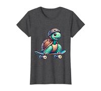 Turtle On A Skateboard T-Shirt, Women, Dark Heather Grey, X-Small