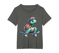 Turtle On A Skateboard T-Shirt, Women's Plus, Asphalt Grey, 2X