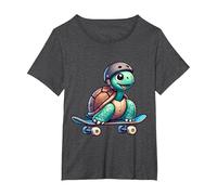 Turtle On A Skateboard T-Shirt, Women's Plus, Dark Heather Grey, 1X