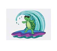 'Turtle On A Surfboard' Temporary Tattoo - Water Resistant, Skin-Safe, Non-Toxic Transfer (TO00073777)