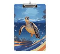 Turtle on The Beach Clipboard 8.5×12.5 Inch Acrylic Clip Board with Metal Clip A4 Letter Size Decorative Clipboard Cute Hanging Clipboards for Office, Teacher, Nurse, Doctor,