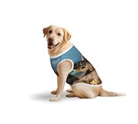 Turtle on The Beach Dog Pure Cotton Tshirts for Medium & Large Dogs,Breathable Stretchy Tank Top Sleeveless Vest Tee Shirt
