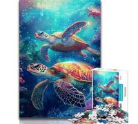 Turtle on The Seabed Jigsaw Puzzles for Teenagers 1000 Piece,Learning Educational Toys Family Games Birthday Present,Gifts (50x75cm)