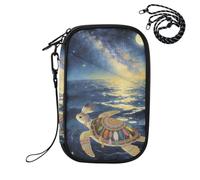 Turtle Pattern under The Night Sky RFID Blocking Family Passport Holder, Waterproof Travel Document Organizer Wallet for Women Men, Credit Card Case Travel Essentials