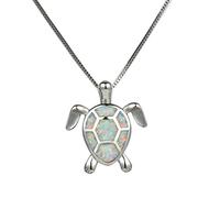 Turtle Pendant Necklaces For Women Filled Blue Green White Fire Opal Necklace Wedding Jewelry