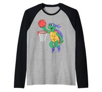 Turtle Playing Sports Wild Animal Turtles Basketball Raglan Baseball Tee