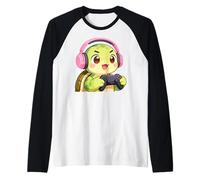 Turtle Playing Video Game Reptiles Testudines Gamers Raglan Baseball Tee