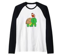 Turtle Plays American Football Raglan Baseball Tee