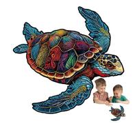 Turtle Puzzle - Irregular Animal Shape, Wooden Jigsaw Puzzle 3D Building Block Toy, Sea Turtles Wooden Jigsaw | Decorative Wood Board Game, Entertaining Turtle Lover For Adults Kids Families