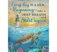 Turtle Quotes Paint by Bumbers For Adults Beginner Ocean Inspirational DIY Paint by Number Acrylic Paint Canvas Inspirational Quotes Bedroom Decor Painting Kits 16x20 Inch （without Frame ）