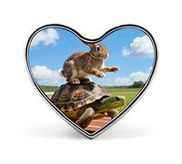 Turtle Rabbit Heart Brooch Pin Two Cranes at Dusk for Backpacks Or Lapels Valentine Pin Anniversary